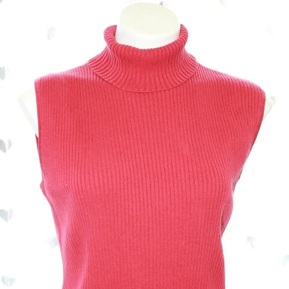 #287 Chico's Red Turtle-Neck Dressy Tank Size 3 (16) - Picture 2 of 9
